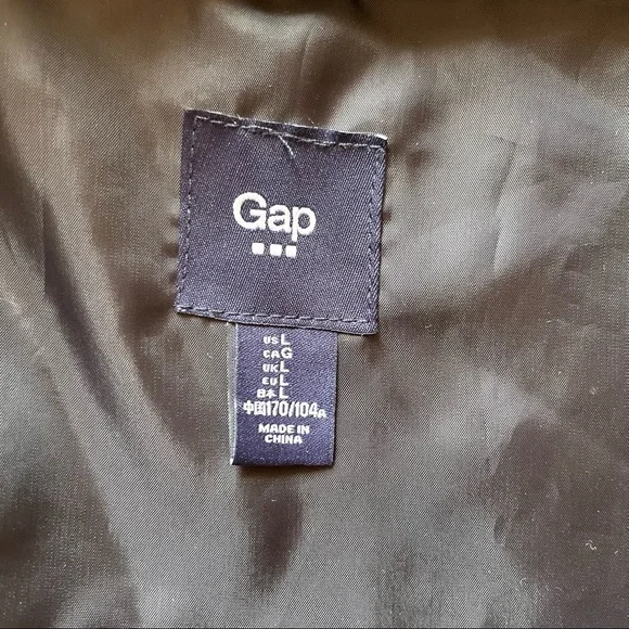 Gap Jacket Black Wool Blend Moto Winter Coat with Faux Vegan Shearling Trim Sz L - Picture 5 of 16